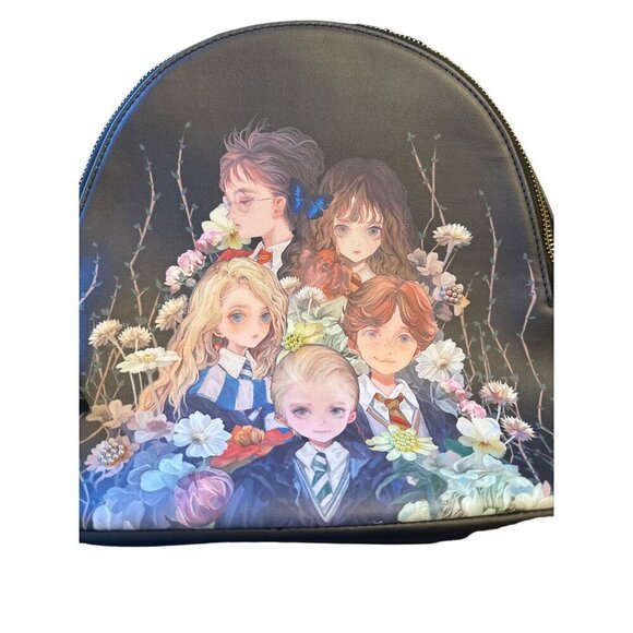 Harry Potter Anime Design Mini Backpack For Kids Or Teens Black Faux Leather Wit main image 4